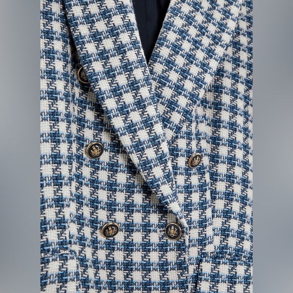 NWT Zara double breasted textured jacket blazer lapel collar shoulder pads - Picture 7 of 10